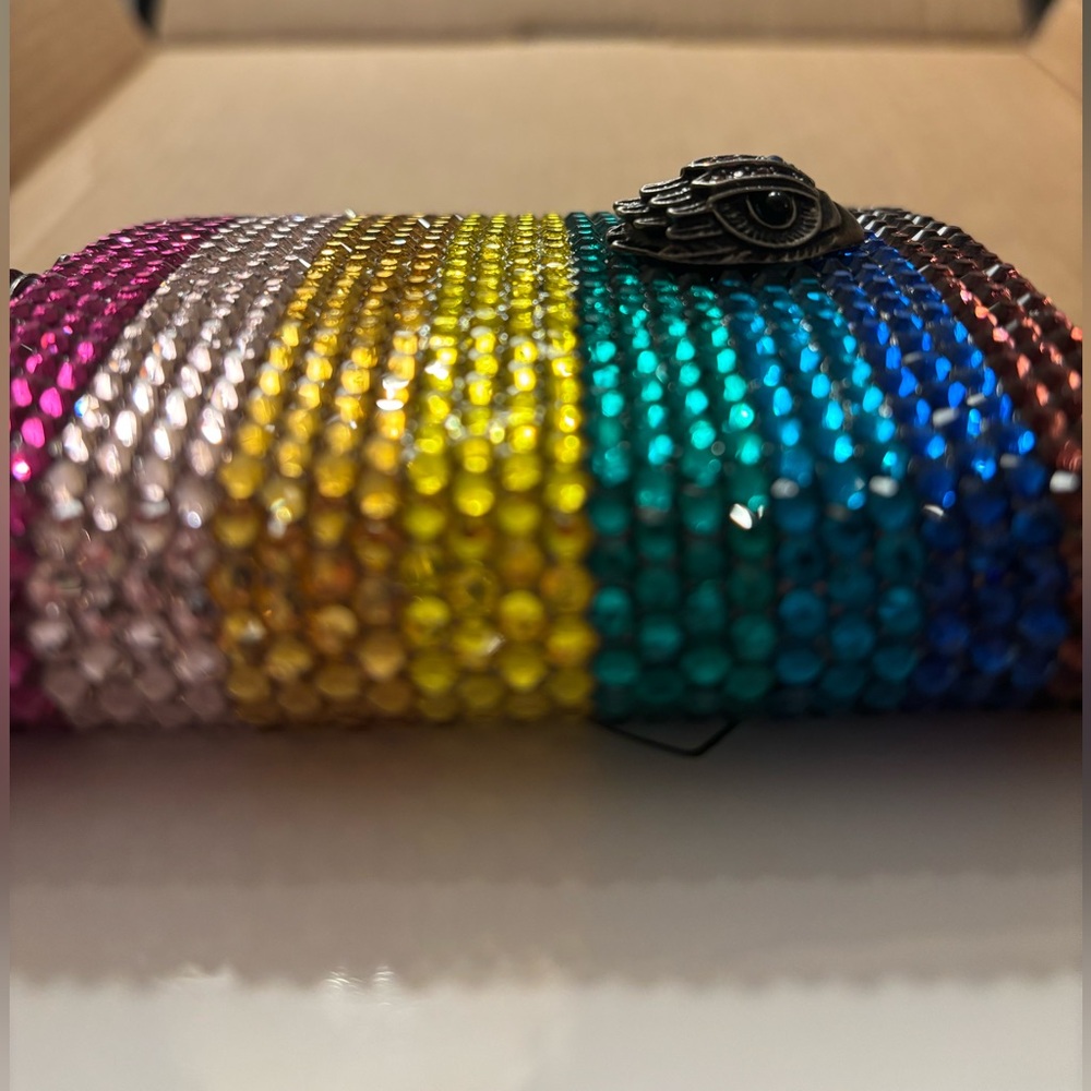 NWT Kurt Geiger Crystal Jewel Rainbow Flask with Eagle head - Picture 5 of 8